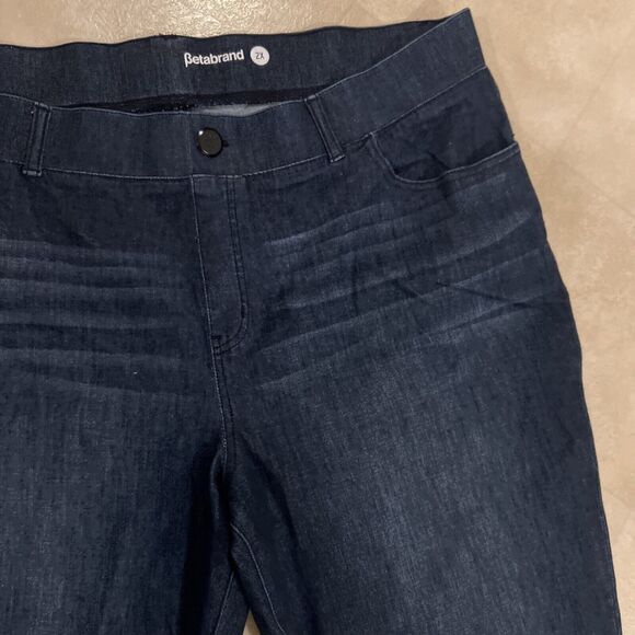 2xl Betabrand Jeans Womens Medium Dark Wash Pull On Straight Leg Blue Denim - Picture 4 of 8